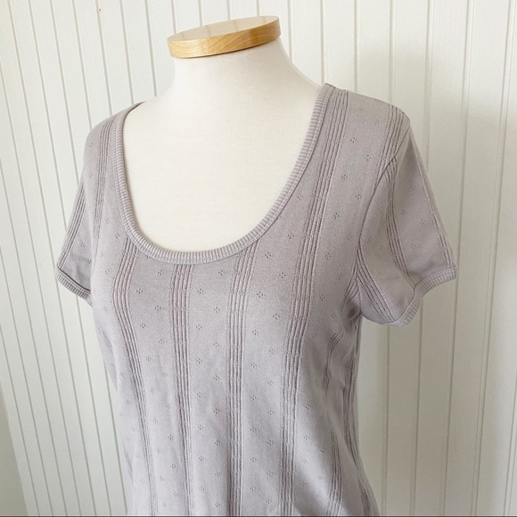 NWT Madewell Gray (Grey) Eyelet Short Sleeve Top Size Medium - Picture 12 of 12